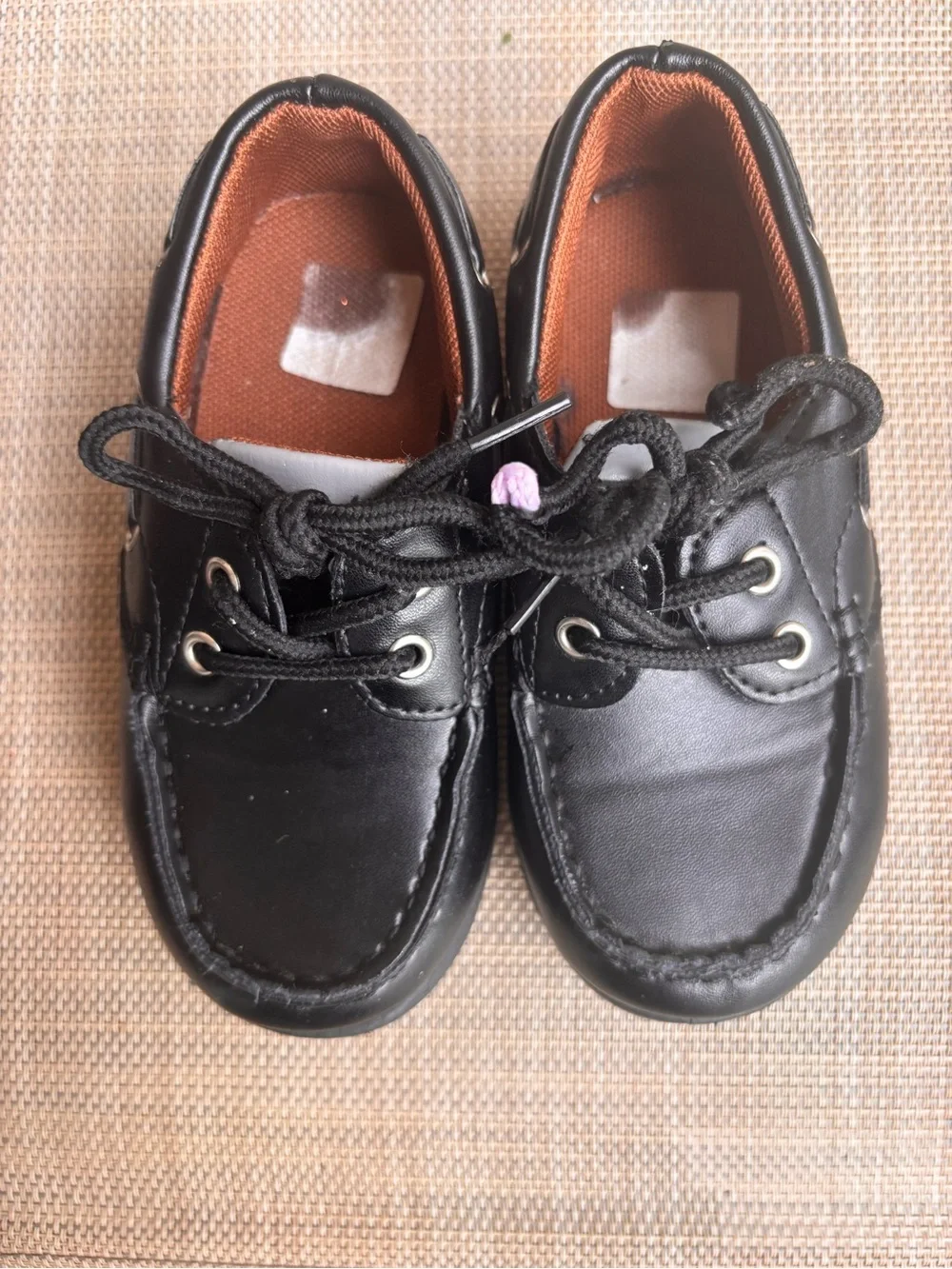 Kids Black Lace-Up Boat Shoes